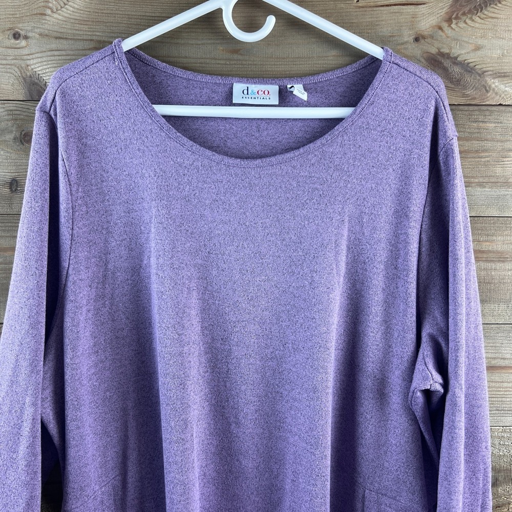 D & Co Essentials Womens Shirt 3/4 Sleeve Round‎ Neck Tunic Basic Minimalist XL - Picture 2 of 8